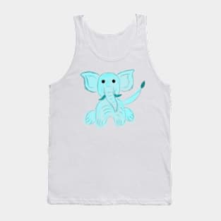 Blue baby elephant watercolor art Tank Top